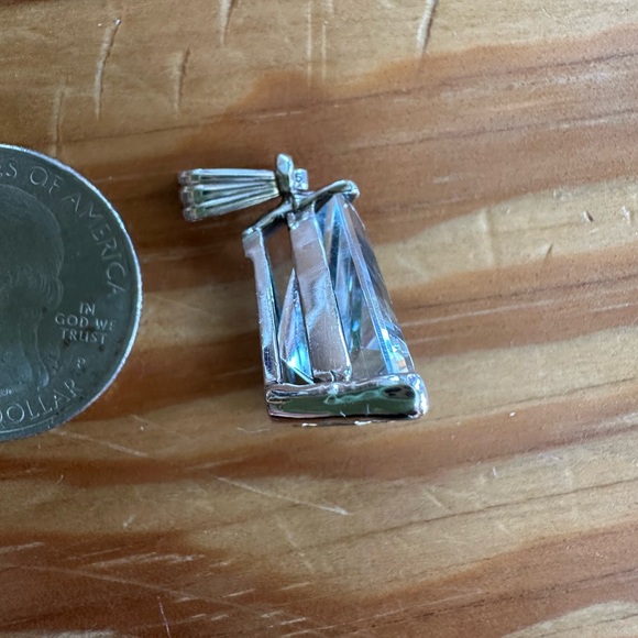 Trillion White Sapphire Pendant - Picture 4 of 4